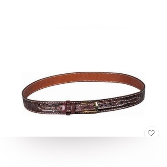 Tex Tan Accessories - Tex Tan Dk. Brown Western tooled with silver buckle belt, 44” long